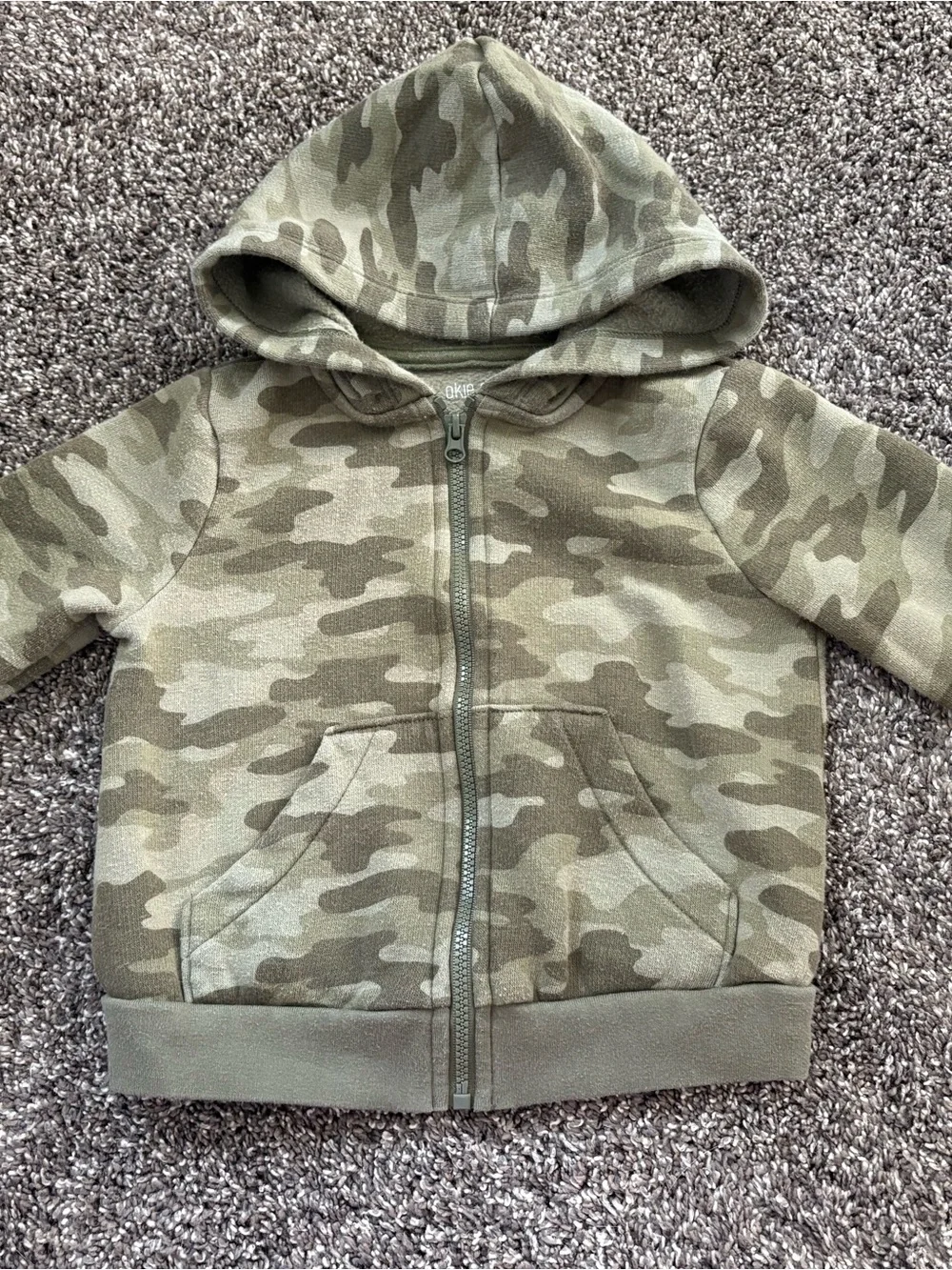 Okie Dokie Olive Green Camo Zip Hoodie